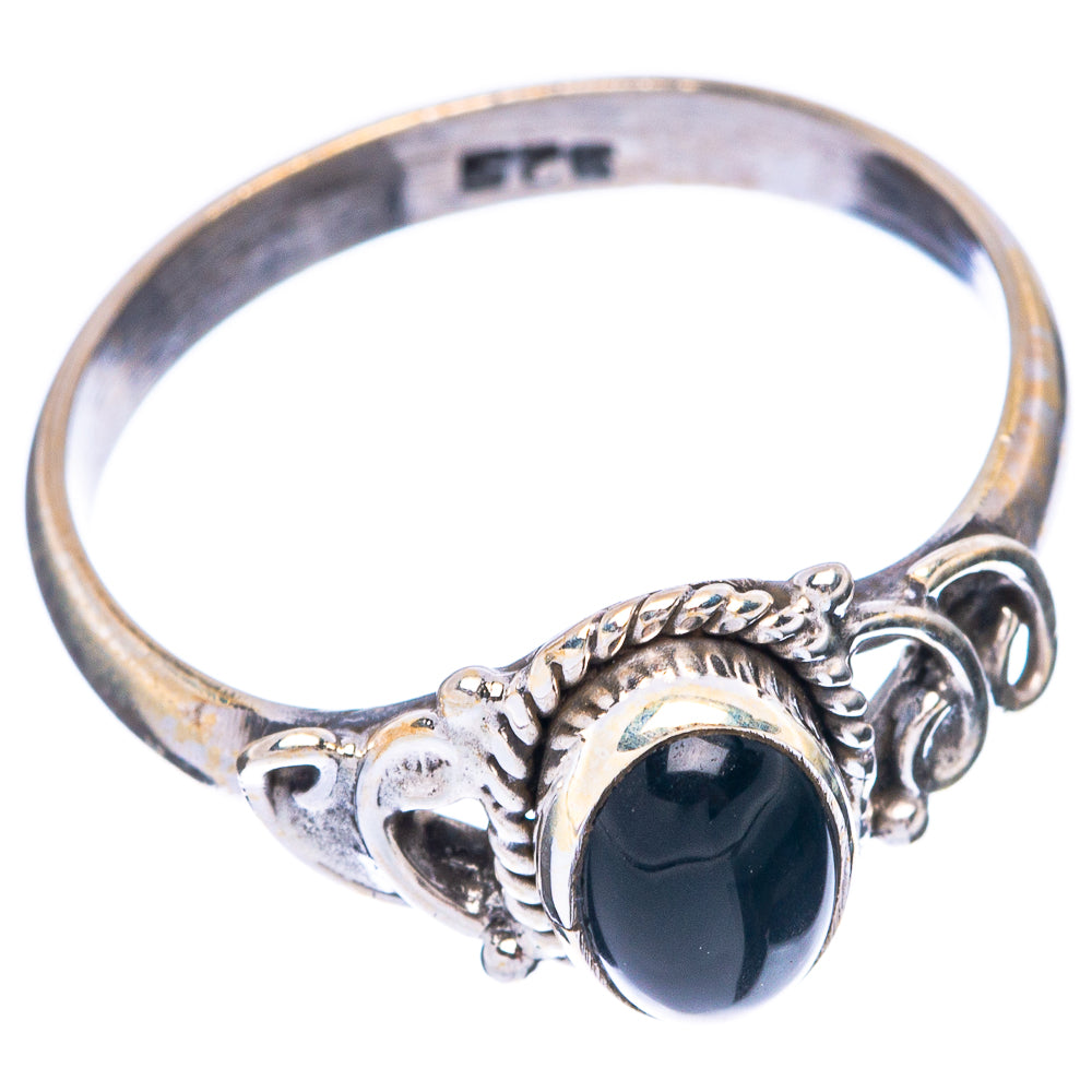 Black Onyx Dainty Ring Size 8 (925 Sterling Silver) R5835