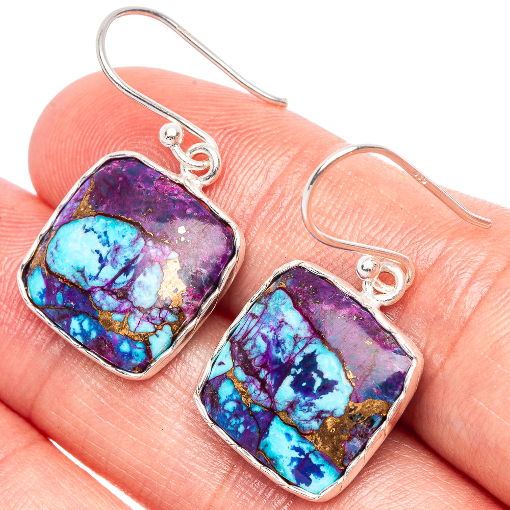 Purple Copper Composite Turquoise Earrings 1 1/4" (925 Sterling Silver) E1690