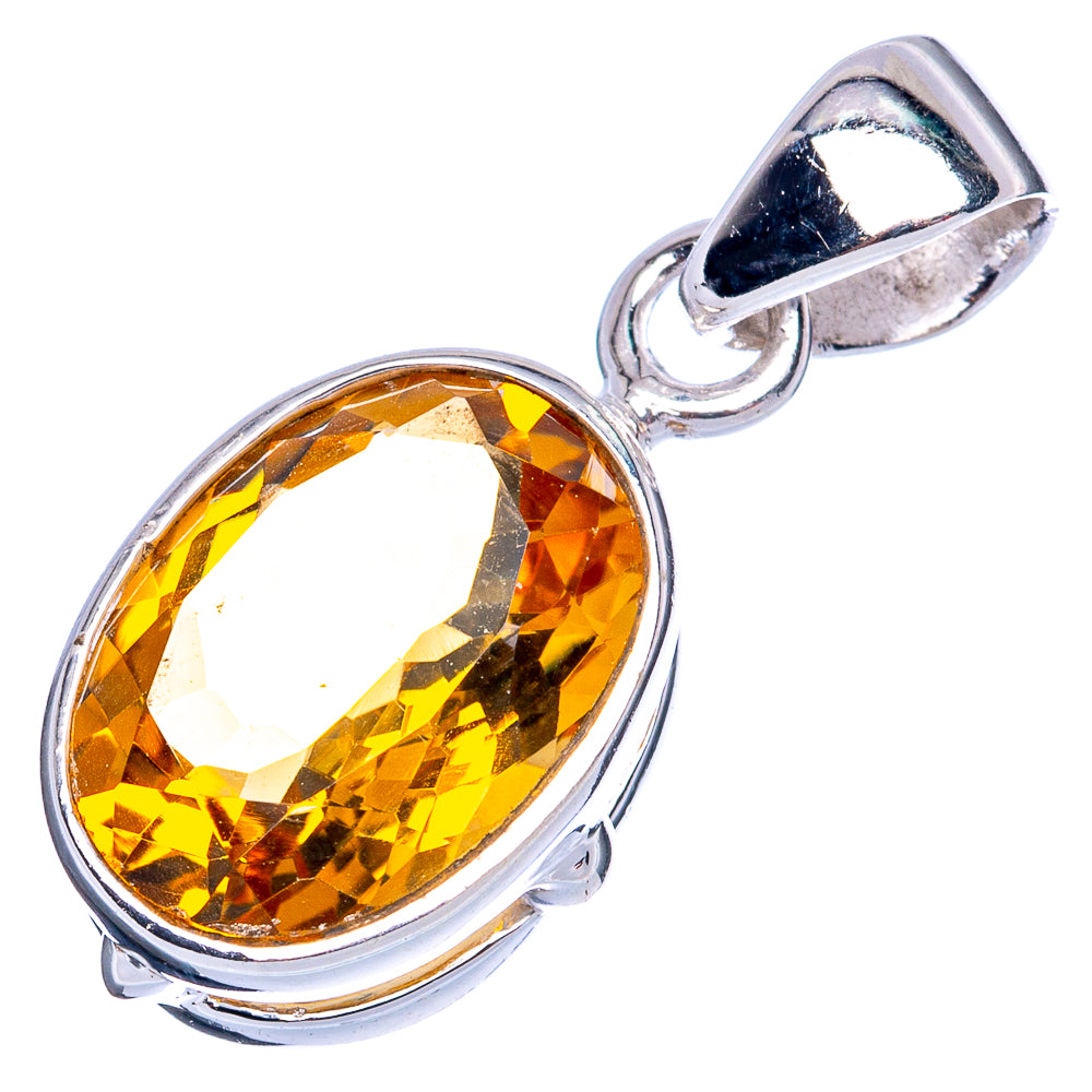 Value Faceted Citrine Pendant 1 1/8" (925 Sterling Silver) P42102