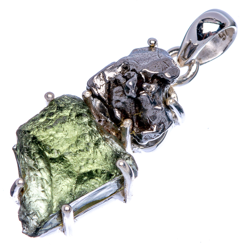 Rare Czech Moldavite, Shungite Pendant 1 3/8" (925 Sterling Silver) P39991