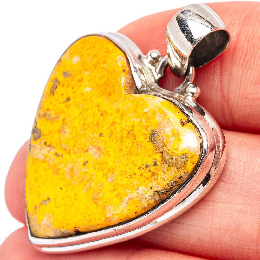 Bumble Bee Jasper Pendant 1 3/8" (.925 Sterling Silver)