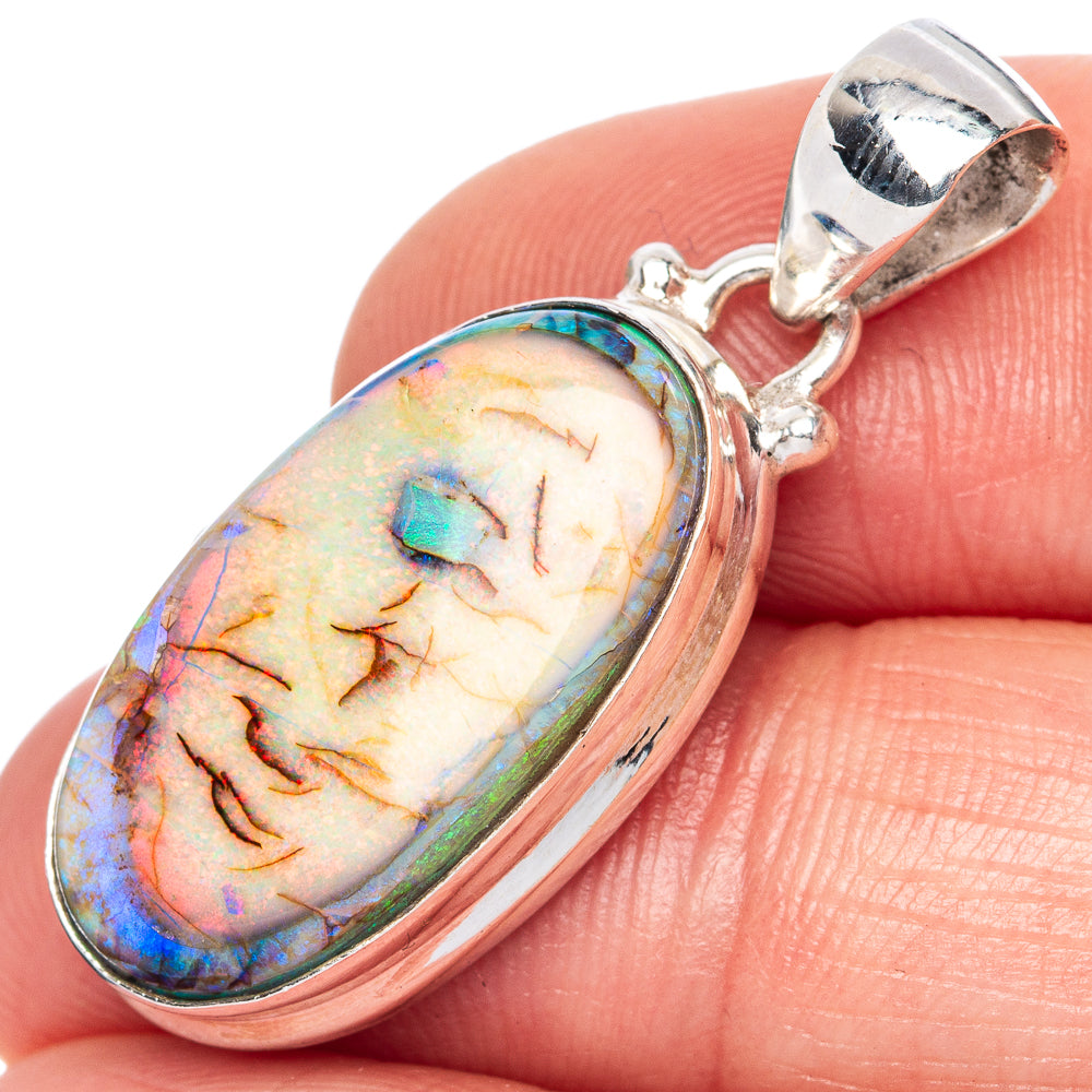 Rare Sterling Opal Pendant 1 3/8" (925 Sterling Silver) P41633