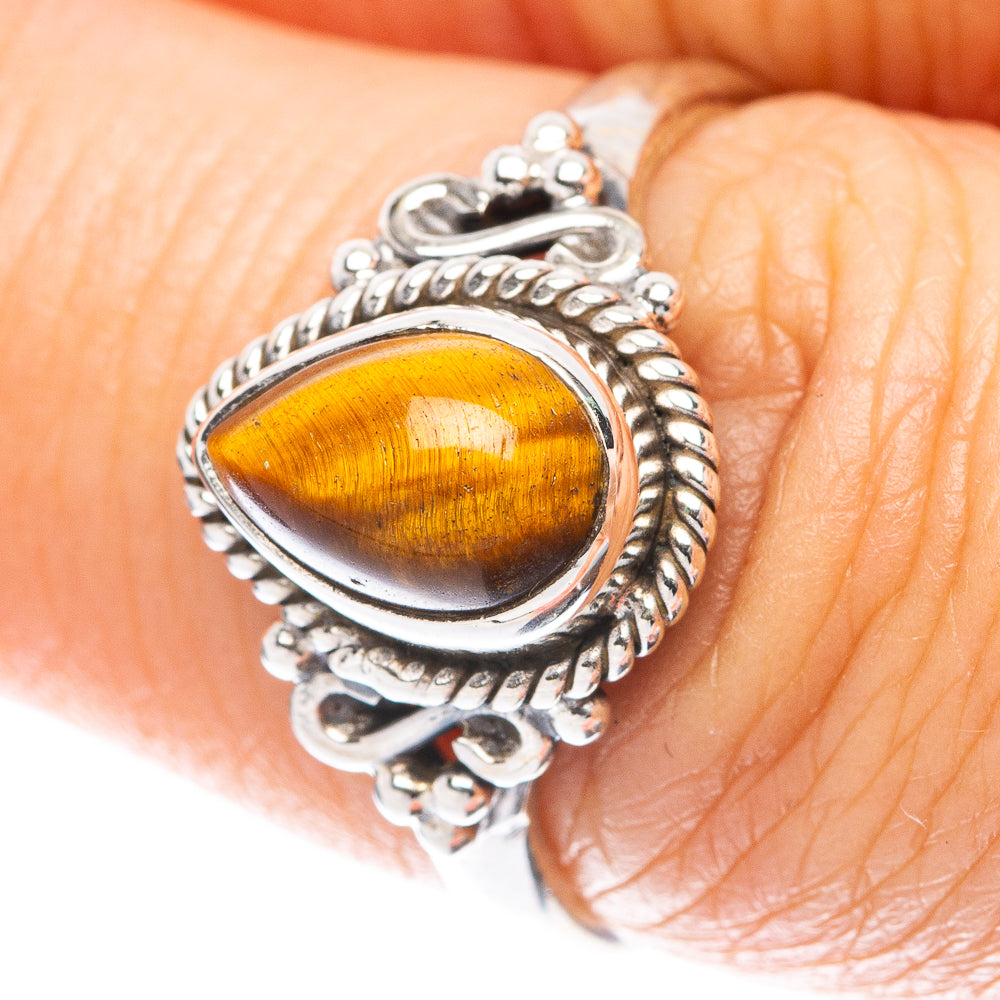 Tiger Eye Ring Size 7 (925 Sterling Silver) R5613
