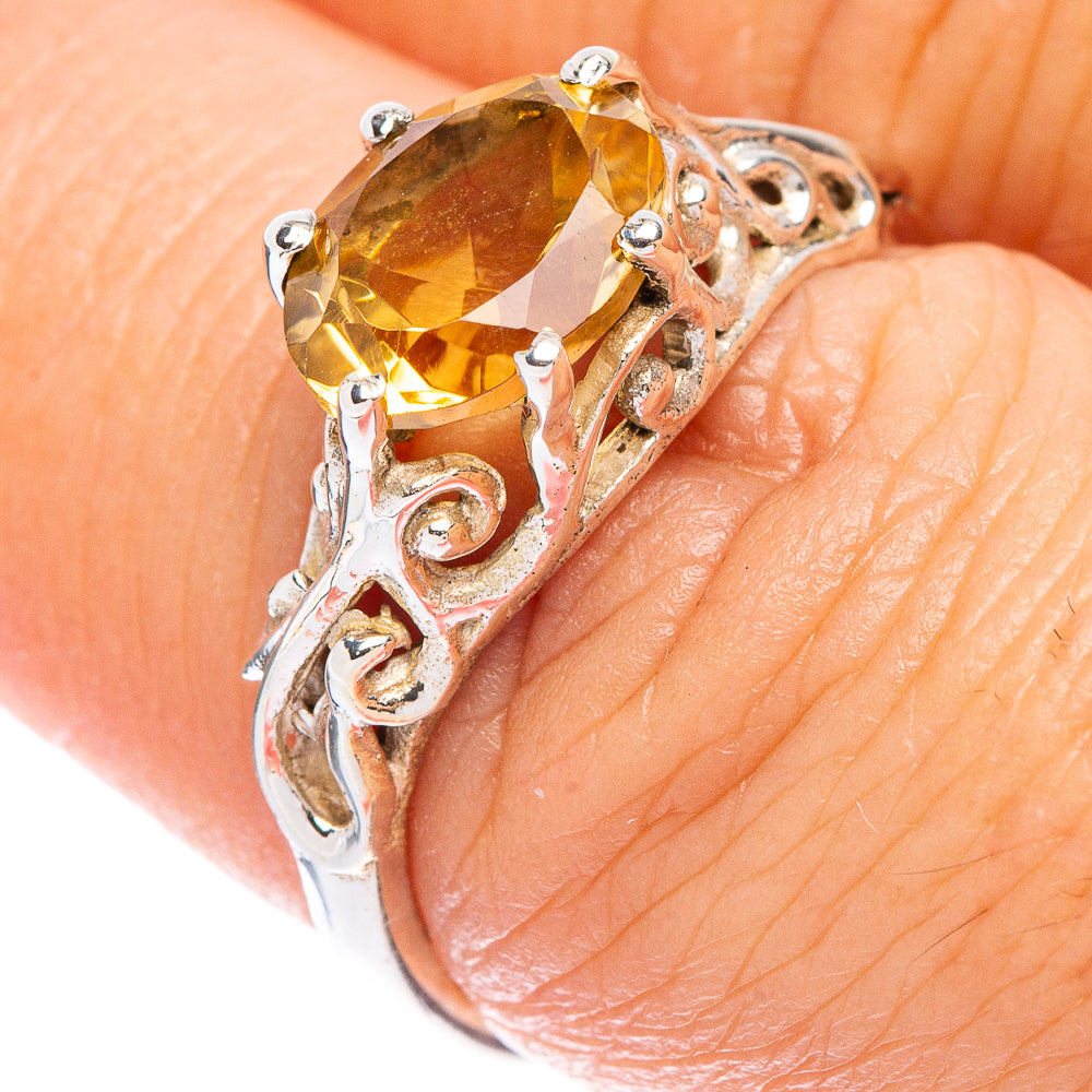 Faceted Citrine Dainty Ring Size 7.5 (925 Sterling Silver) R146757