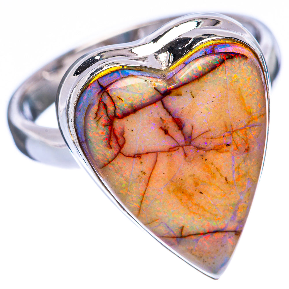 Rare Sterling Opal Heart Ring Size 8.25 (925 Sterling Silver) R2225