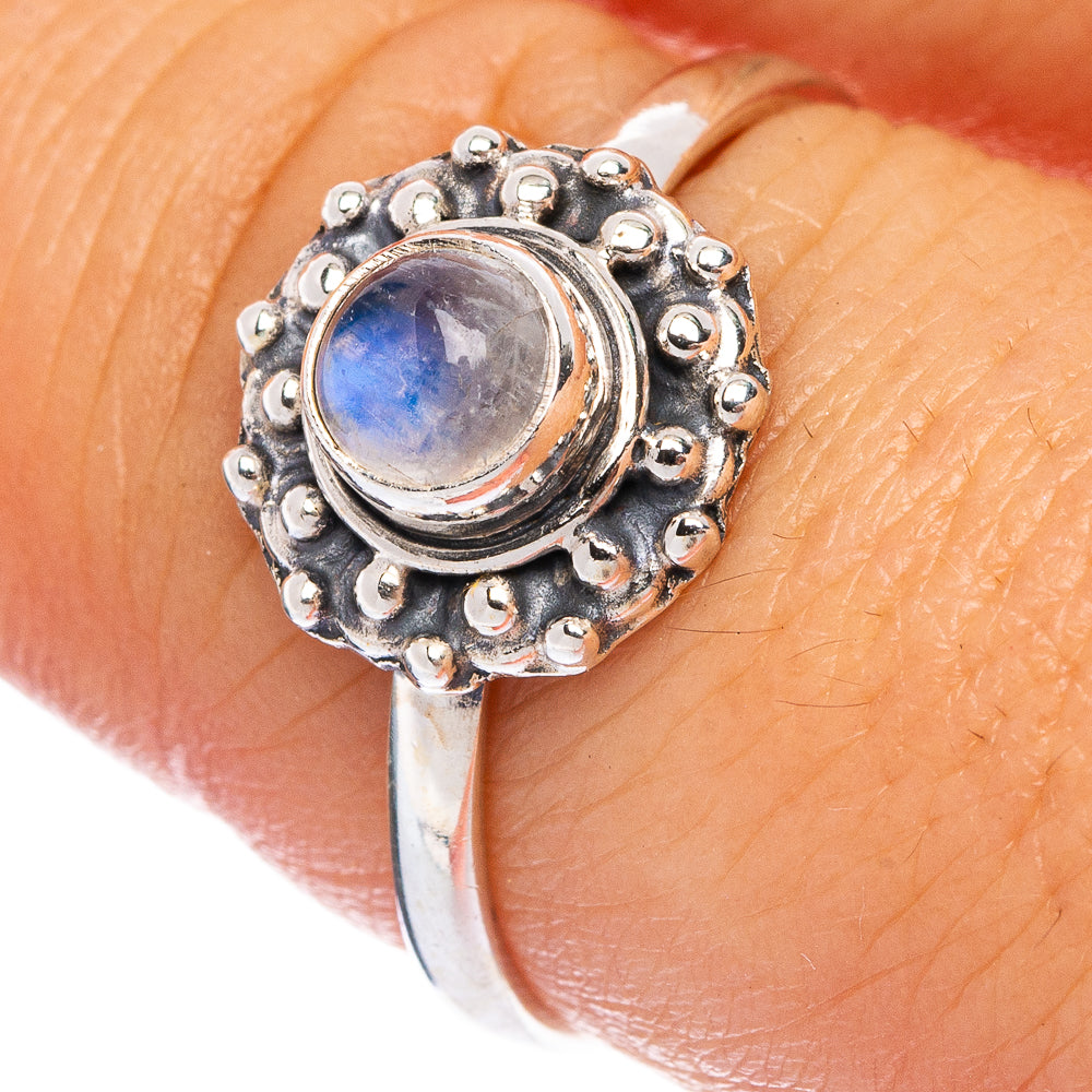 Rainbow Moonstone Dainty Ring Size 8.25 (925 Sterling Silver) R145708