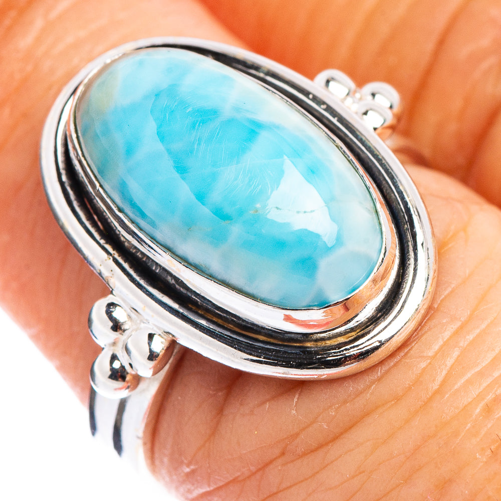 Rare Larimar Ring Size 6.5 (.925 Sterling Silver)
