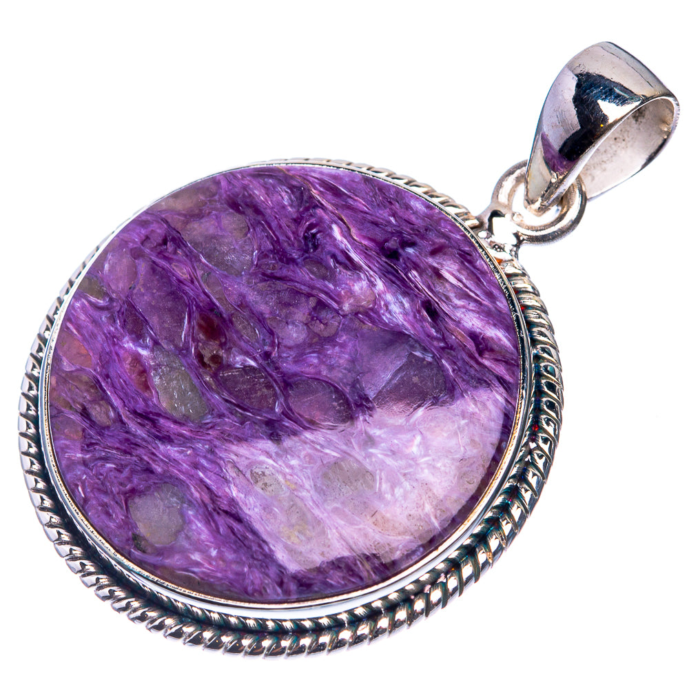 Charoite 925 Sterling Silver Pendant 1 1/2"