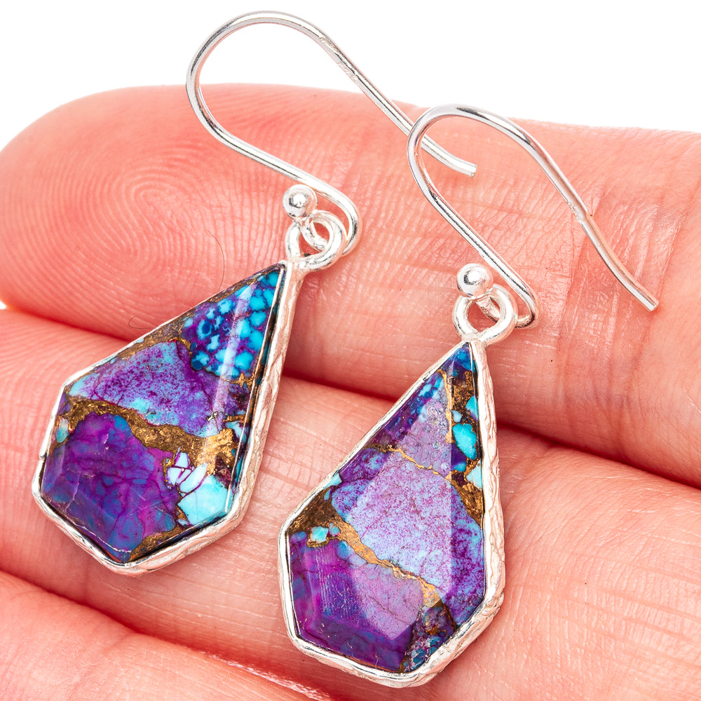Purple Copper Composite Turquoise Earrings 1 3/8" (925 Sterling Silver) E1252