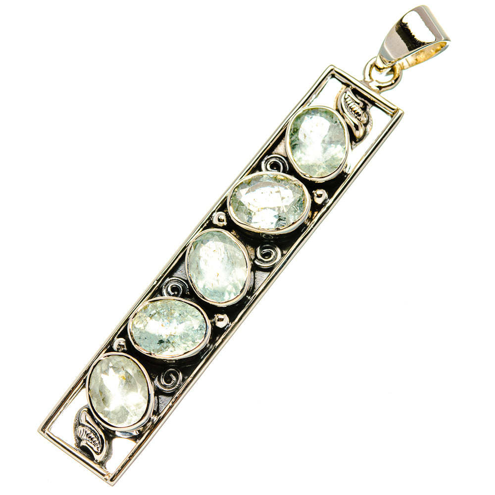 Signature Aquamarine Pendant 2 1/2" (925 Sterling Silver) PD37855