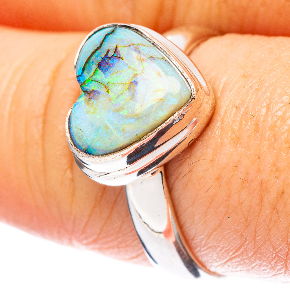 Rare Sterling Opal Heart Ring Size 9 (925 Sterling Silver) R4310