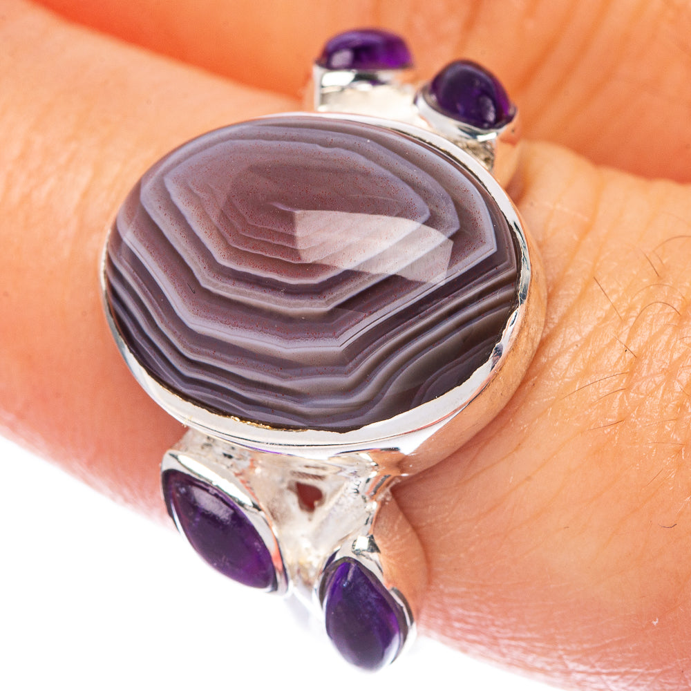 Botswana Agate, Amethyst Ring Size 7.75 (925 Sterling Silver) R144881