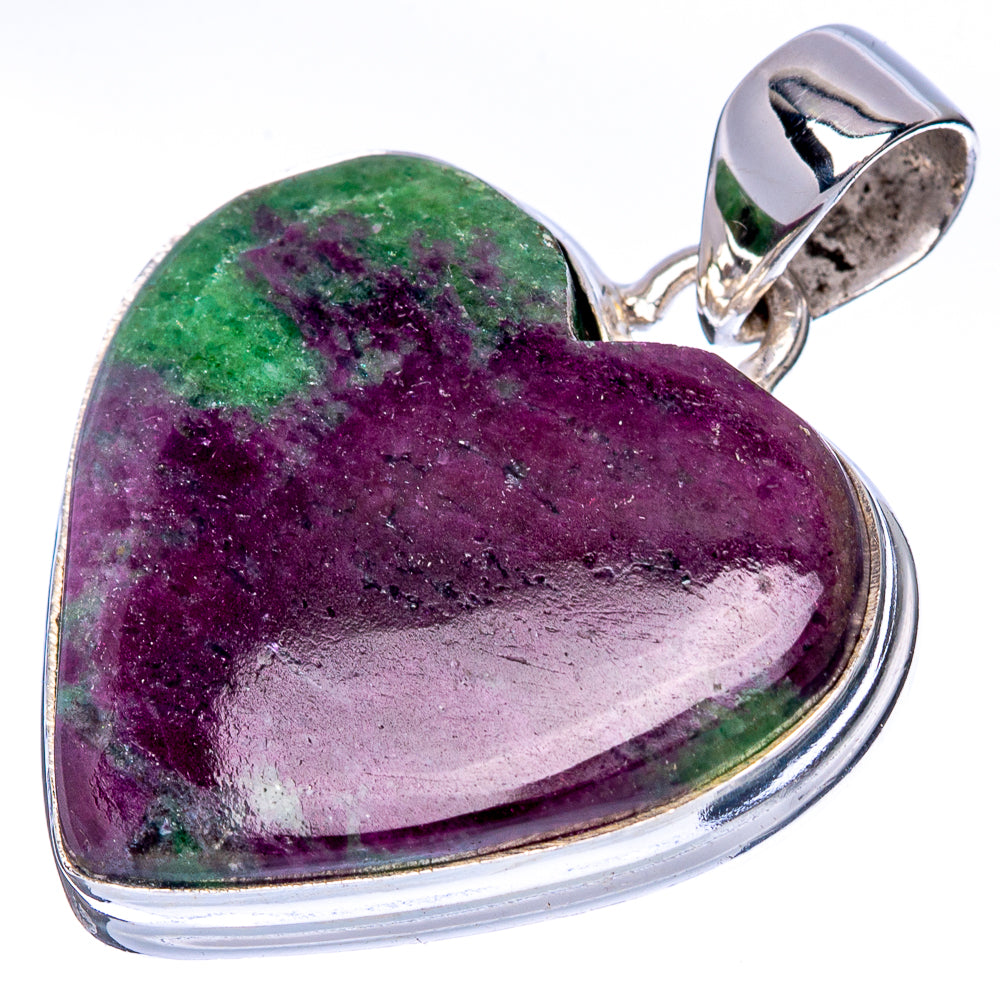 Ruby Zoisite Heart Pendant 1 3/8" (925 Sterling Silver) P41441