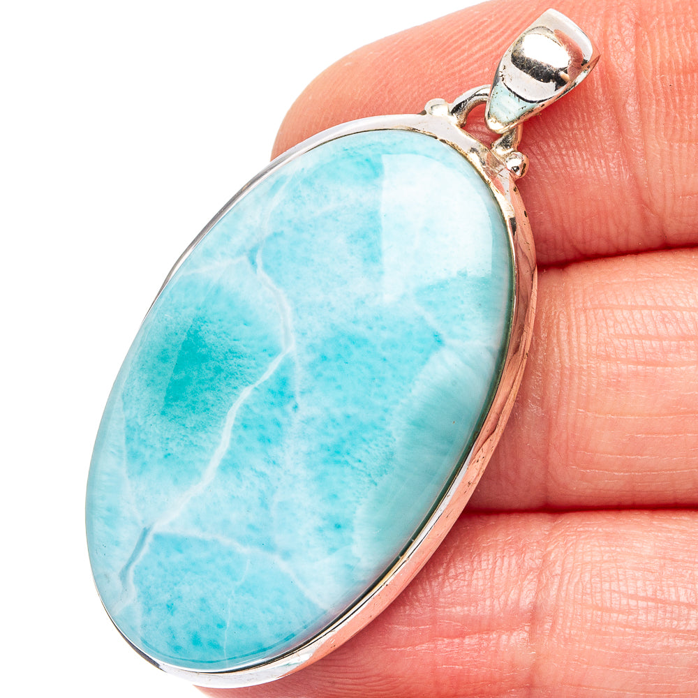 Larimar Pendant 1 3/4" (.925 Sterling Silver)