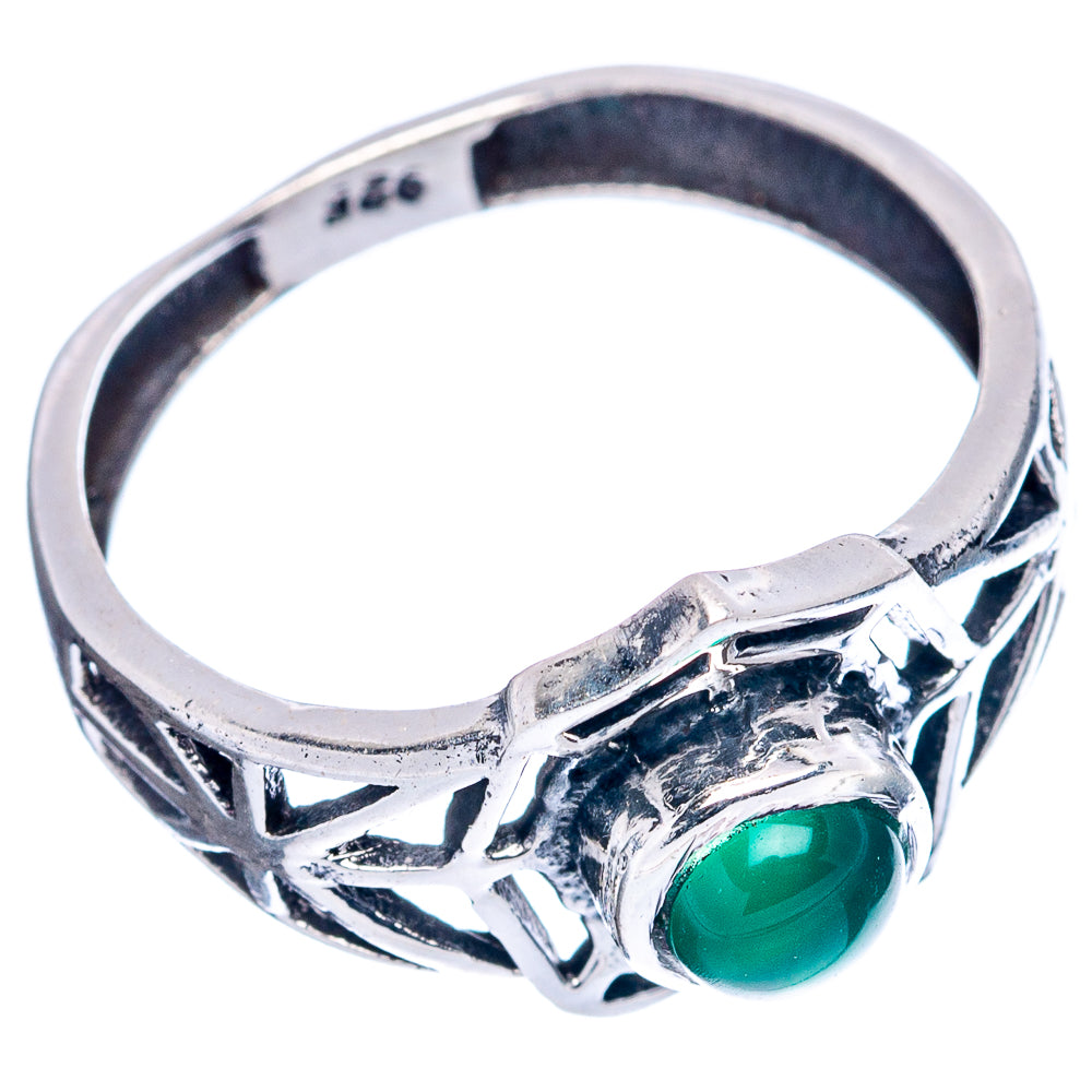 Green Onyx Web Dainty Ring Size 7 (.925 Sterling Silver)