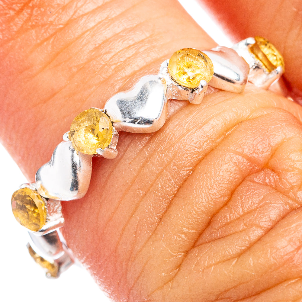Citrine Heart Dainty Ring Size 6.75 (.925 Sterling Silver)