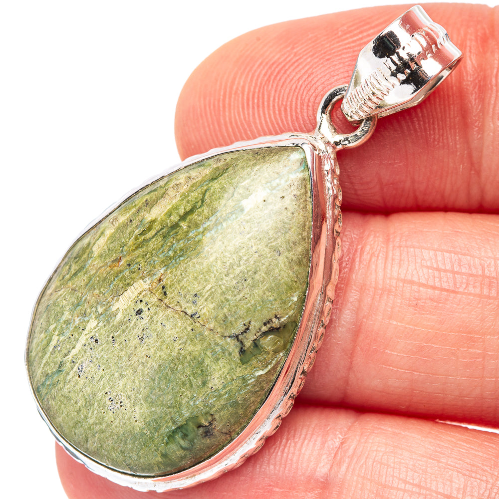 Swiss Green Opal Pendant 1 5/8" (.925 Sterling Silver)