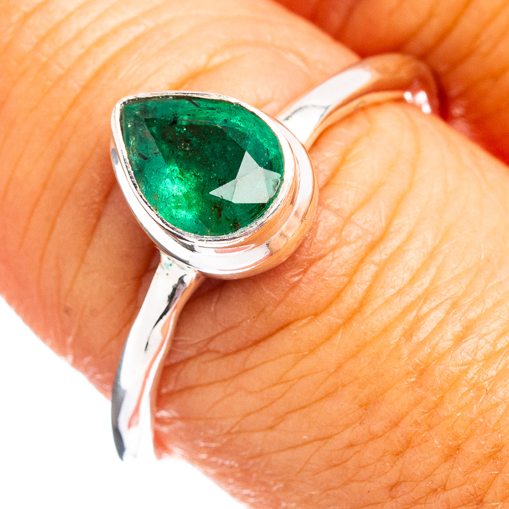 Premium Zambian Emerald Ring Size 8 (.925 Sterling Silver)