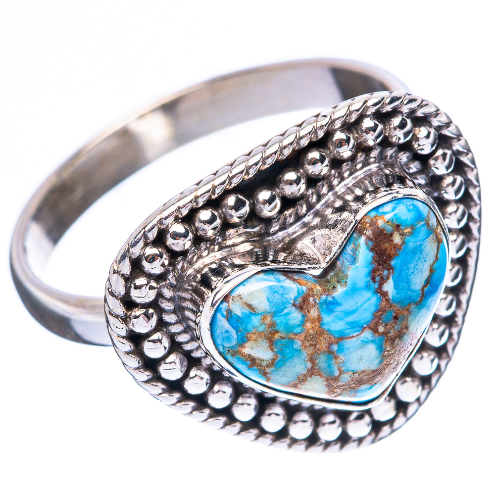 Rare Golden Hills Turquoise Heart Ring Size 9.75 (925 Sterling Silver) R4262