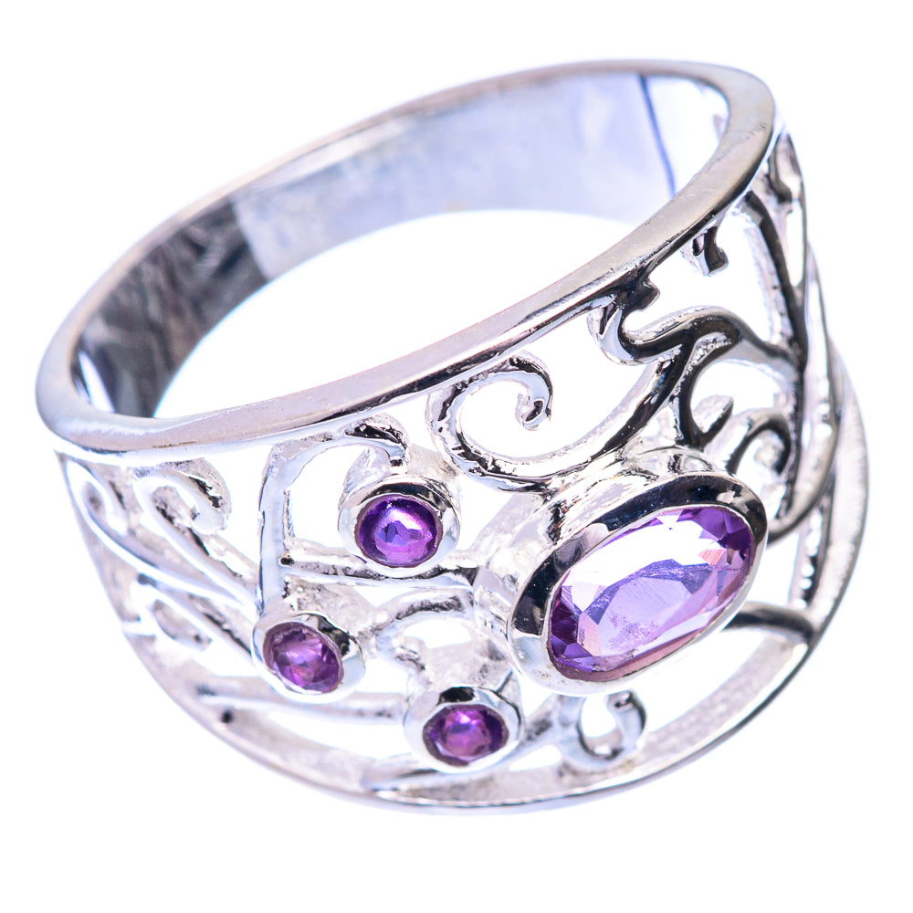 Faceted Amethyst Ring Size 7.25 (925 Sterling Silver) R140918