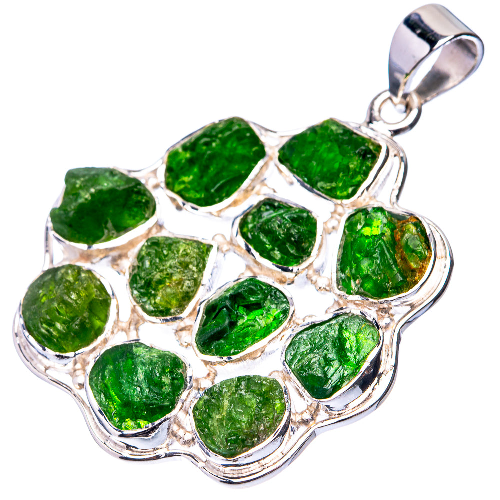 Signature Raw Green Tourmaline Pendant 1 7/8" (925 Sterling Silver) P38723