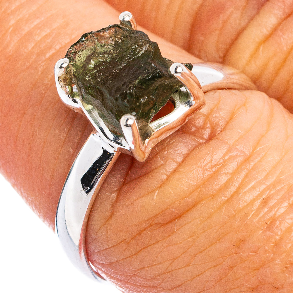 Rare Moldavite Ring Size 8 (.925 Sterling Silver)