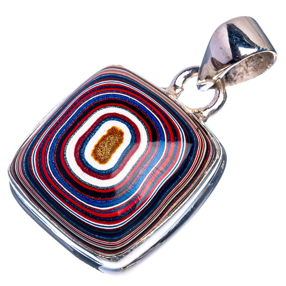 Fordite 925 Sterling Silver Pendant 1 1/8"