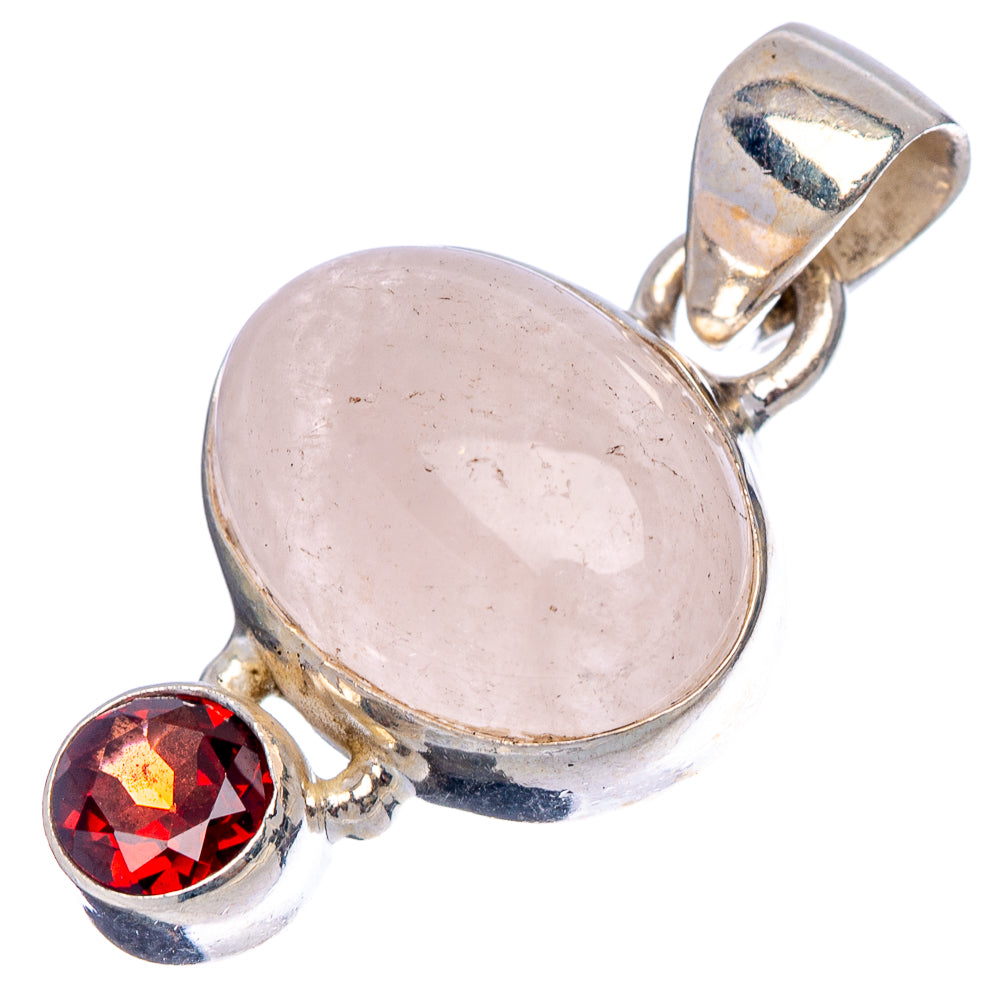 Morganite, Garnet Pendant 1" (.925 Sterling Silver)