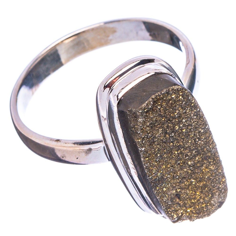 Spectropyrite Druzy Ring Size 8.75 (.925 Sterling Silver)