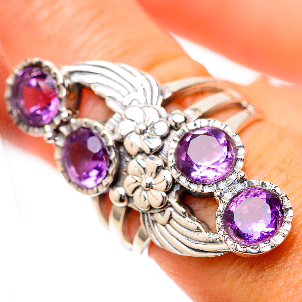 Large Faceted Amethyst 925 Sterling Silver Ring Size 8 (925 Sterling Silver) RING139703