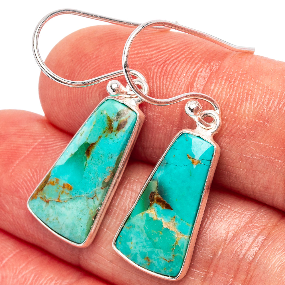 Mohave Turquoise Earrings 1 3/8" (.925 Sterling Silver)