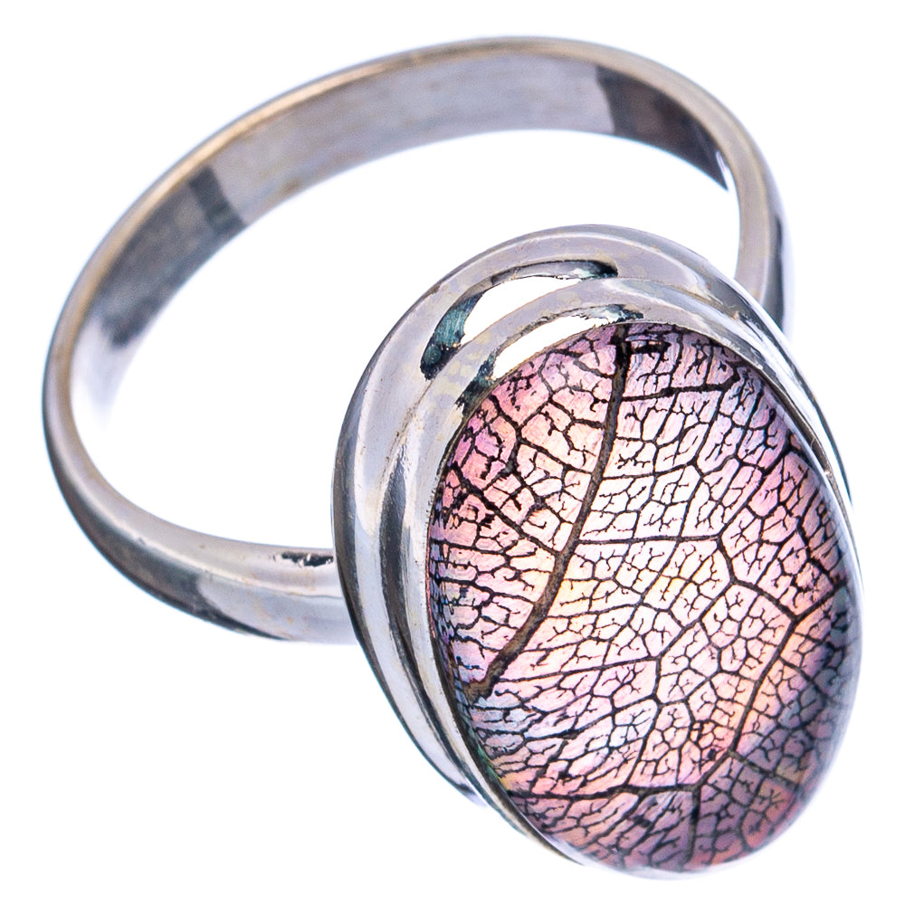 Rare Leaf Aurora Opal Ring Size 8 (.925 Sterling Silver)