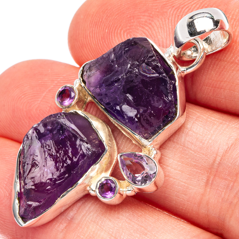 Amethyst 925 Sterling Silver Pendant 1 5/8" (925 Sterling Silver) P43662