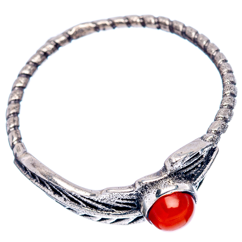 Carnelian Feather Dainty Ring Size 7.75 (.925 Sterling Silver)