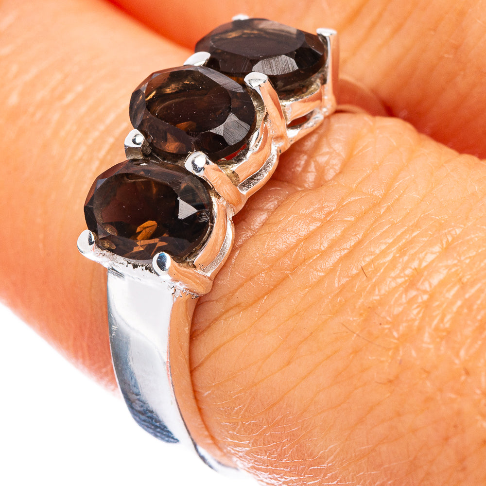 Smoky Quartz Dainty Ring Size 7.5 (925 Sterling Silver) R5191
