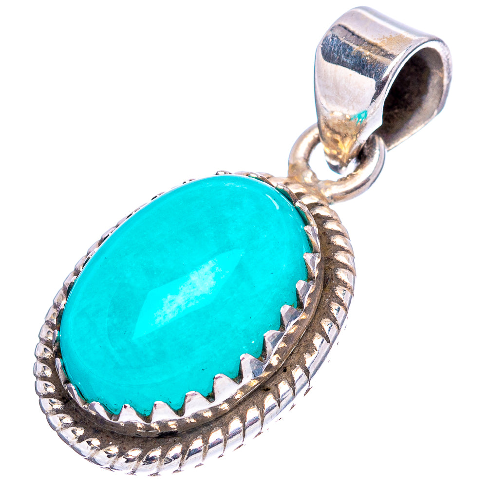 Amazonite Native Style Pendant 1 1/8" (.925 Sterling Silver)