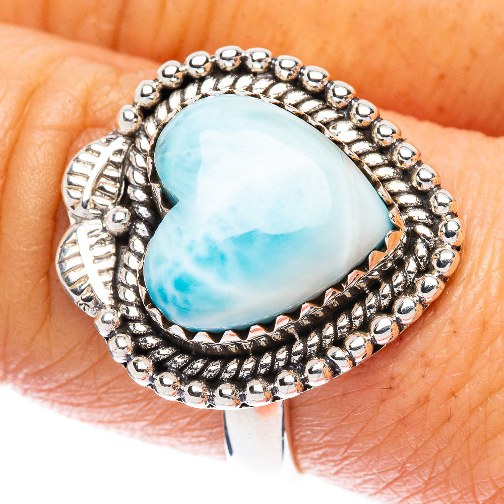 Larimar Heart Ring Size 8 (925 Sterling Silver) R2520