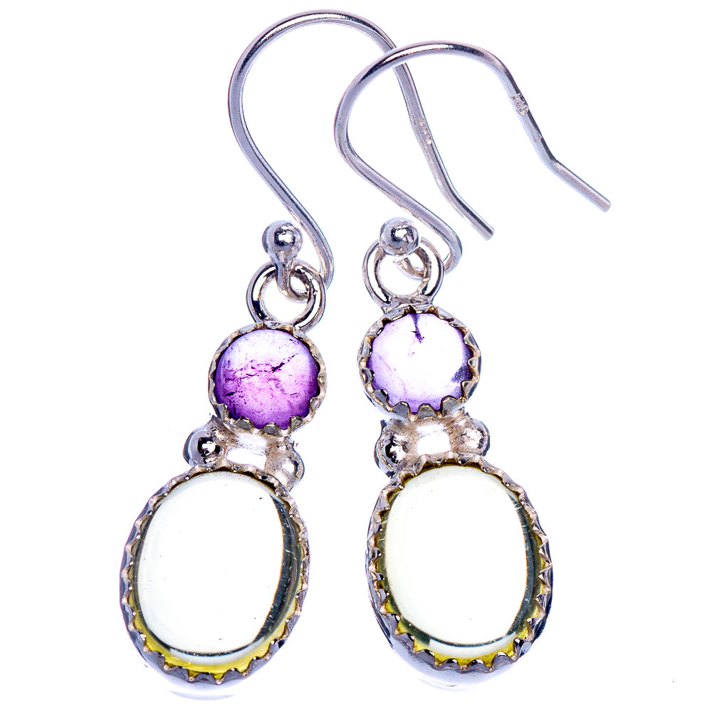 Rare Citrine, Amethyst Earrings 1 3/8" (925 Sterling Silver) E1017