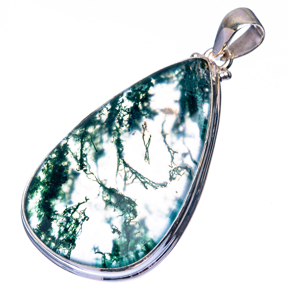 Green Moss Agate 925 Sterling Silver Pendant 2" (925 Sterling Silver) PD38603