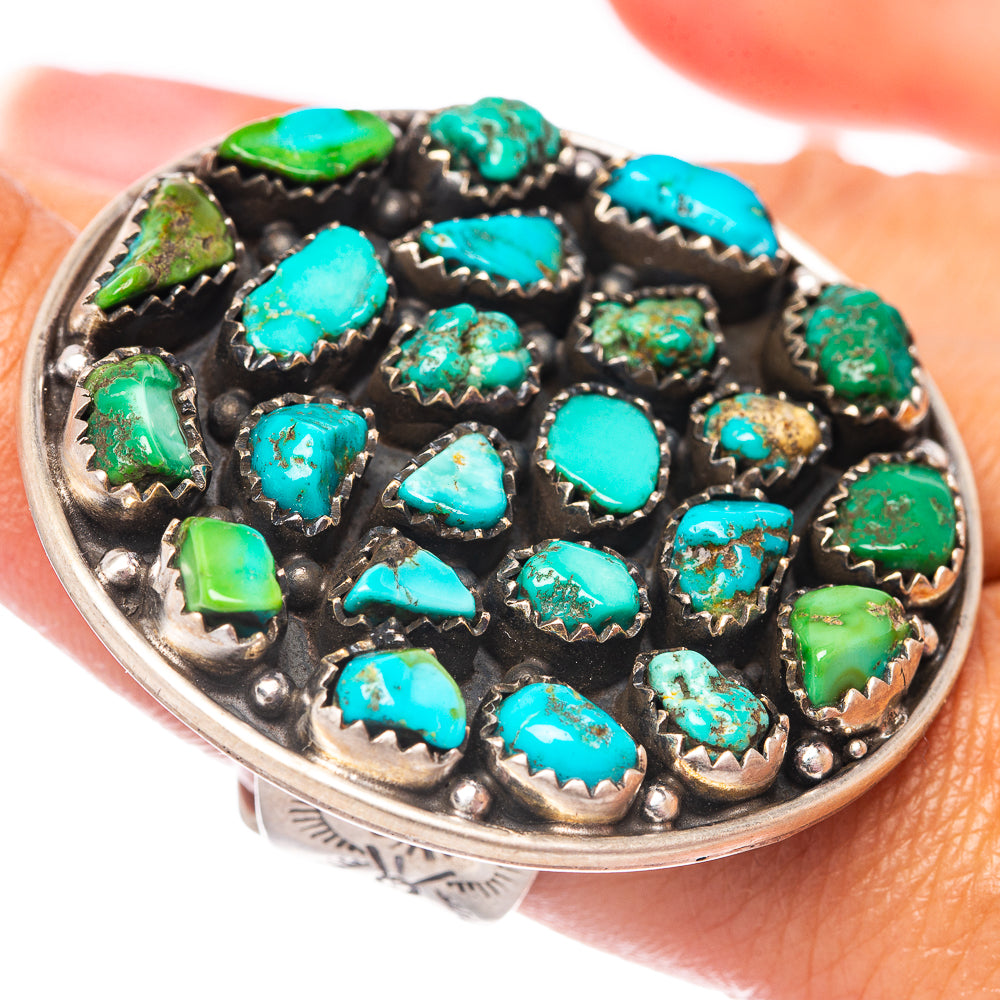 Exclusive Sonoran South Hill Turquoise Ring Size 7 Adjustable (.925 Sterling Silver)
