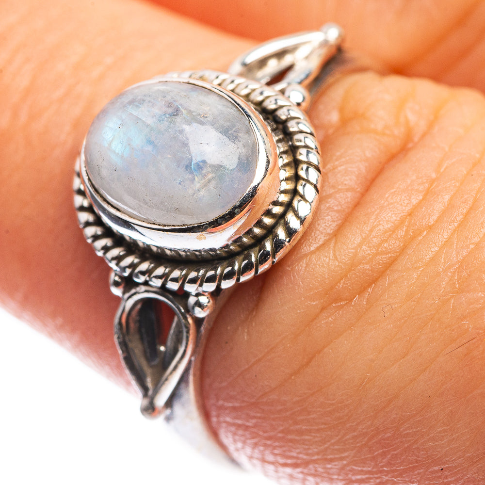 Rainbow Moonstone Dainty Ring Size 7 (925 Sterling Silver) R142596