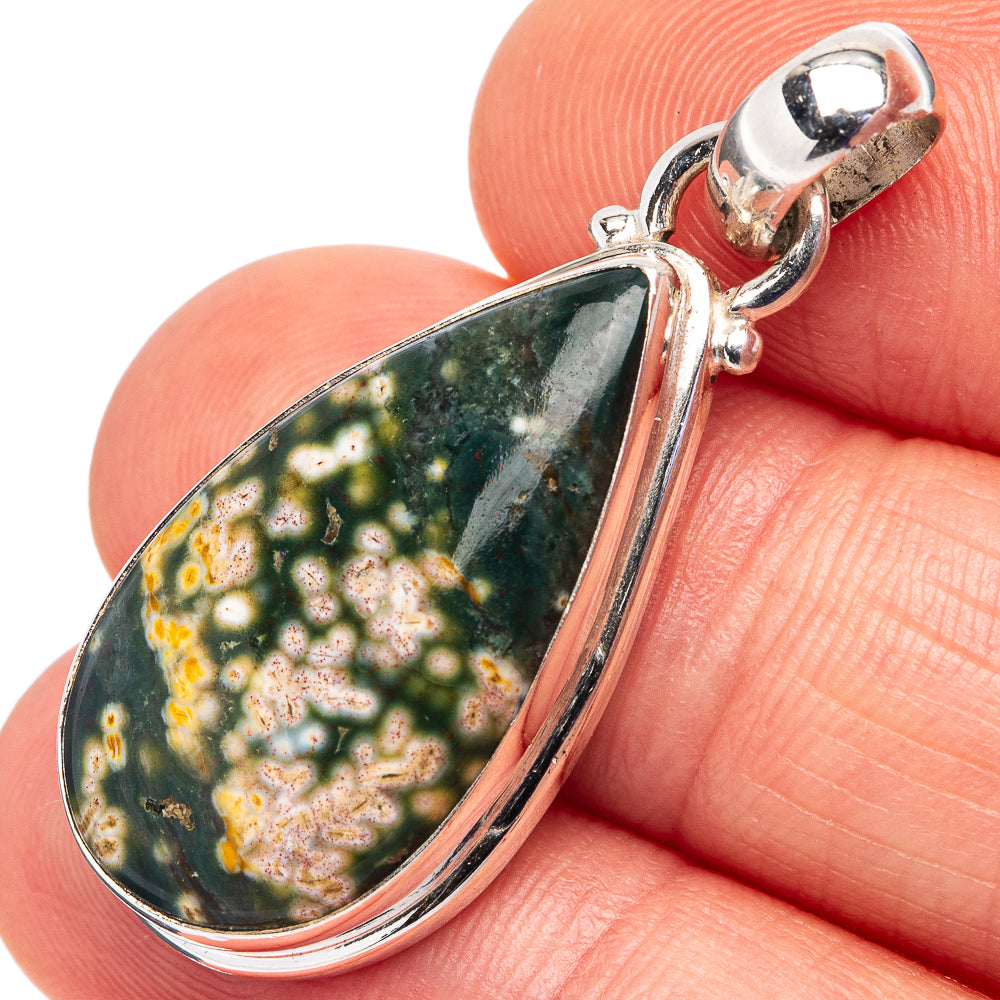 Ocean Jasper Pendant 1 3/8" (.925 Sterling Silver)