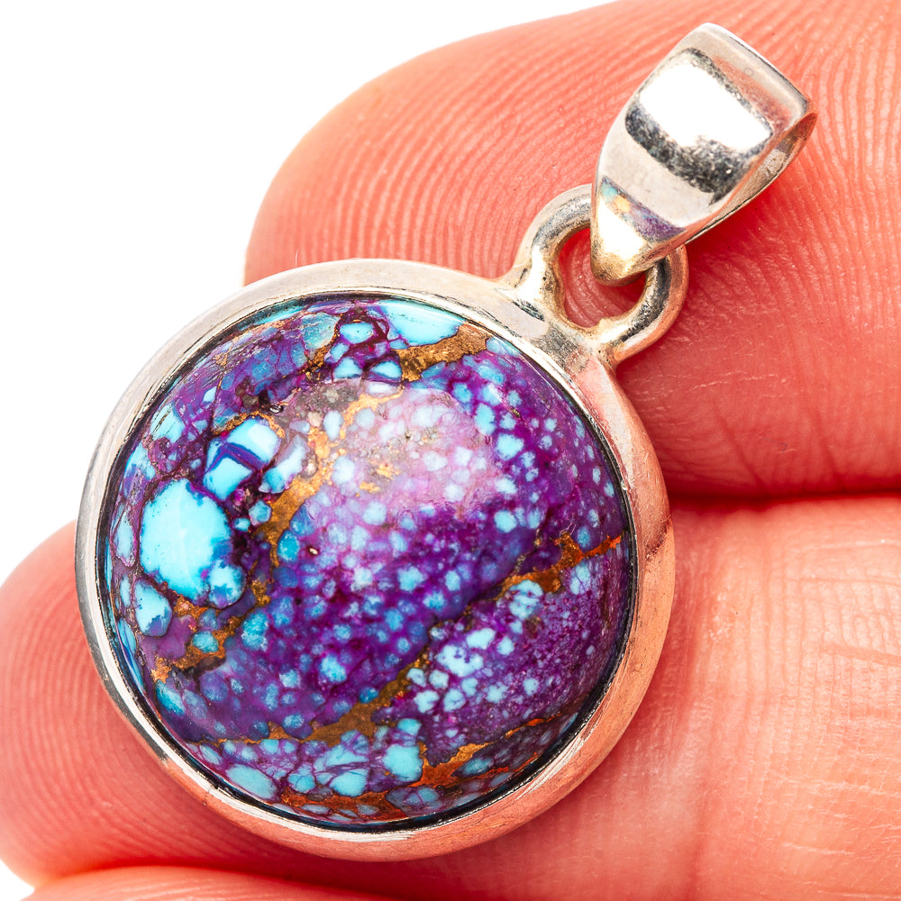 Purple Copper Turquoise Pendant 1 1/8" (.925 Sterling Silver)