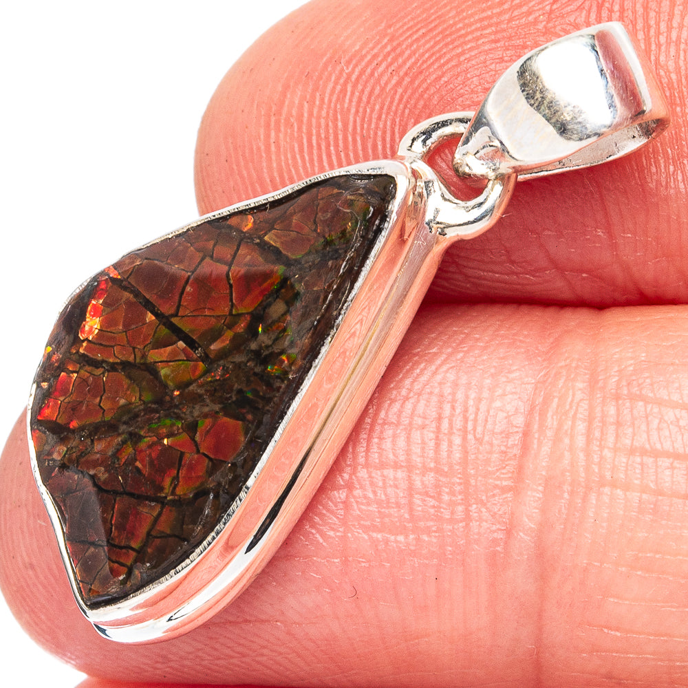 Rare Ammolite Pendant 1 1/4" (925 Sterling Silver) P43411