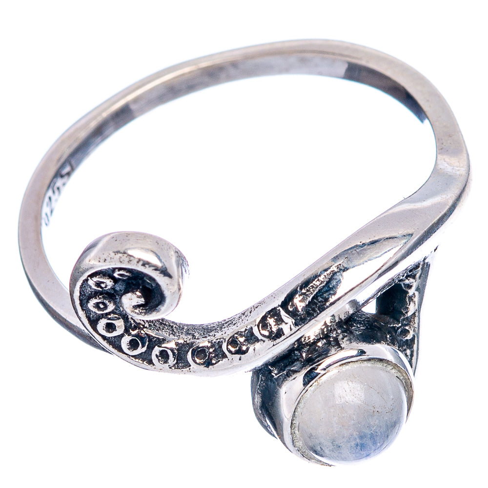 Rainbow Moonstone Wave Dainty Ring Size 6.5 (.925 Sterling Silver)