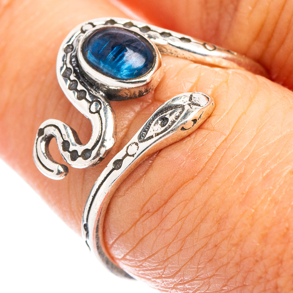 Kyanite Snake Dainty Ring Size 8 Adjustable (.925 Sterling Silver)