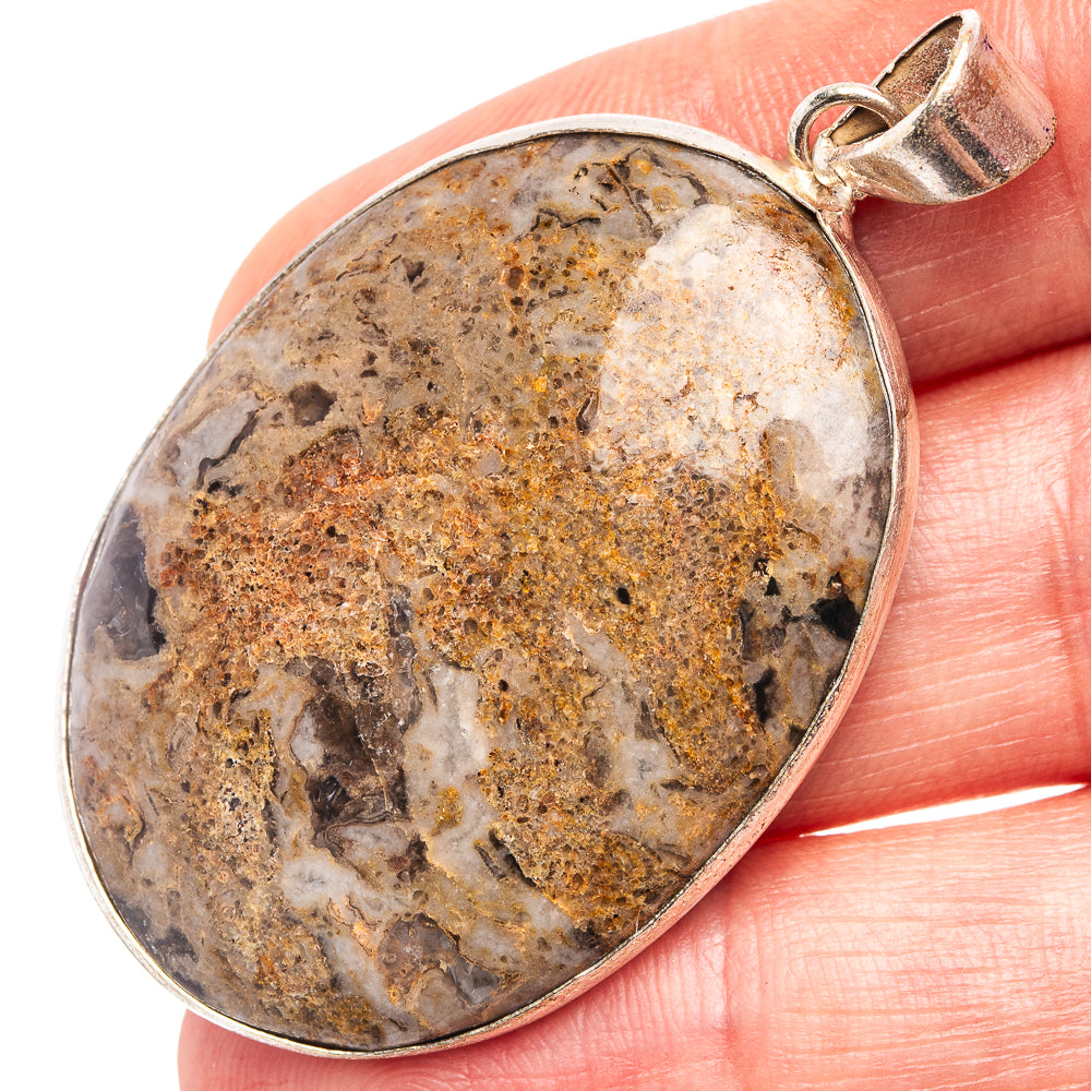 Unknown Agate  Pendant 2 1/8" (Silver Plated)