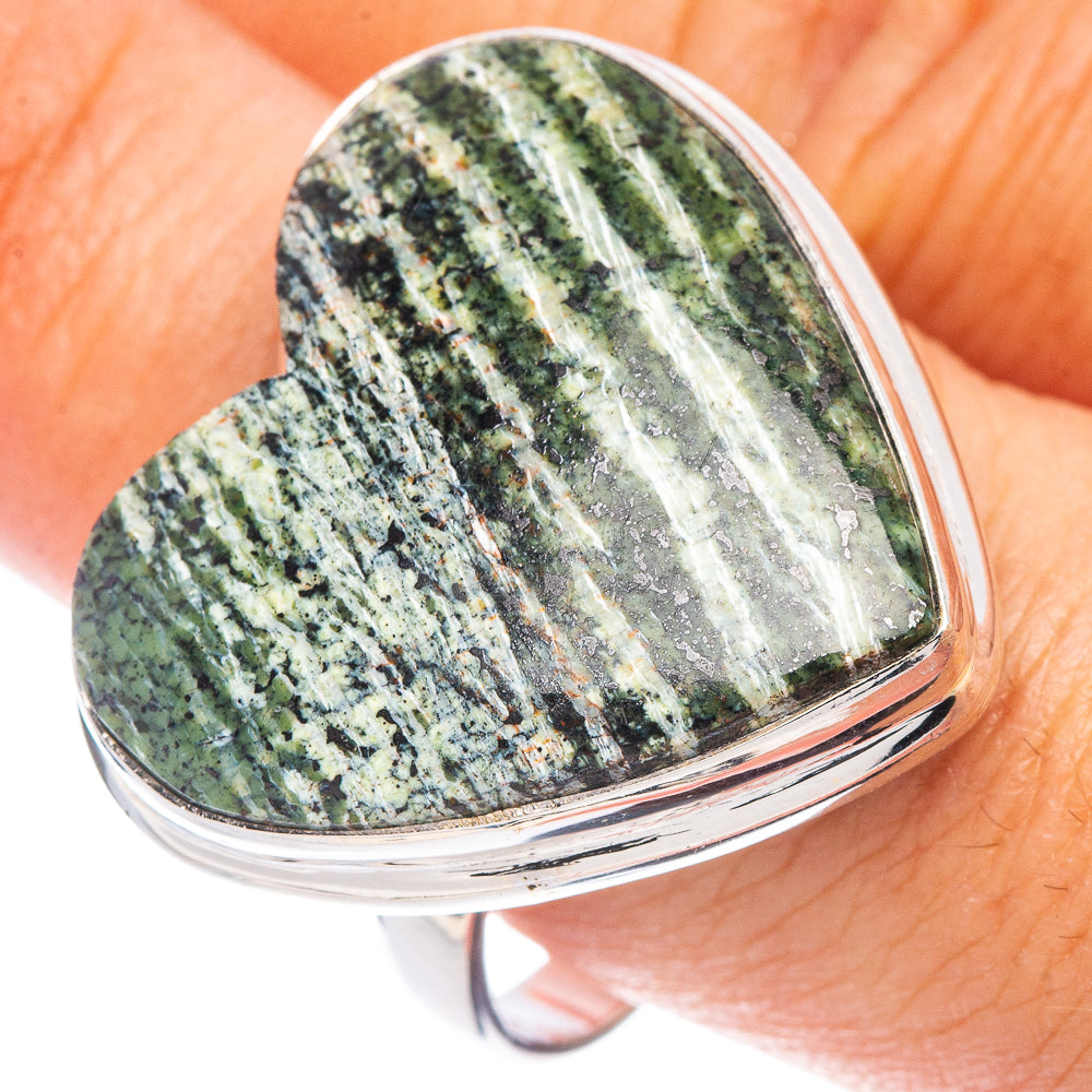 Green Swiss Opal Heart Ring Size 10.75 (925 Sterling Silver) R7417