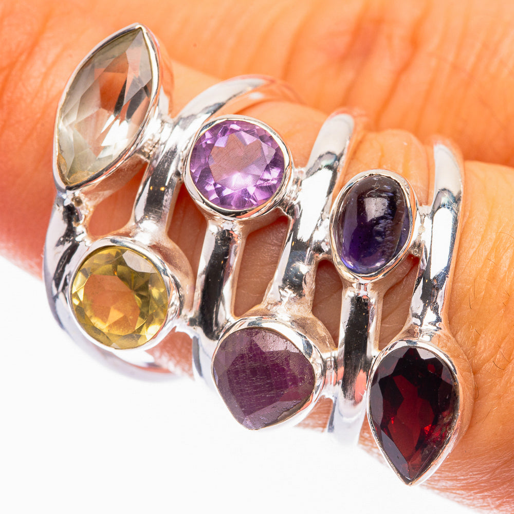 Garnet, Amethyst, Tanzanite, Citrine, Ruby Ring Size 6.75 (925 Sterling Silver) R142139