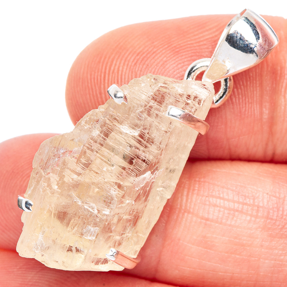 Rare Hiddenite Pendant 1 3/8" (925 Sterling Silver) P41533